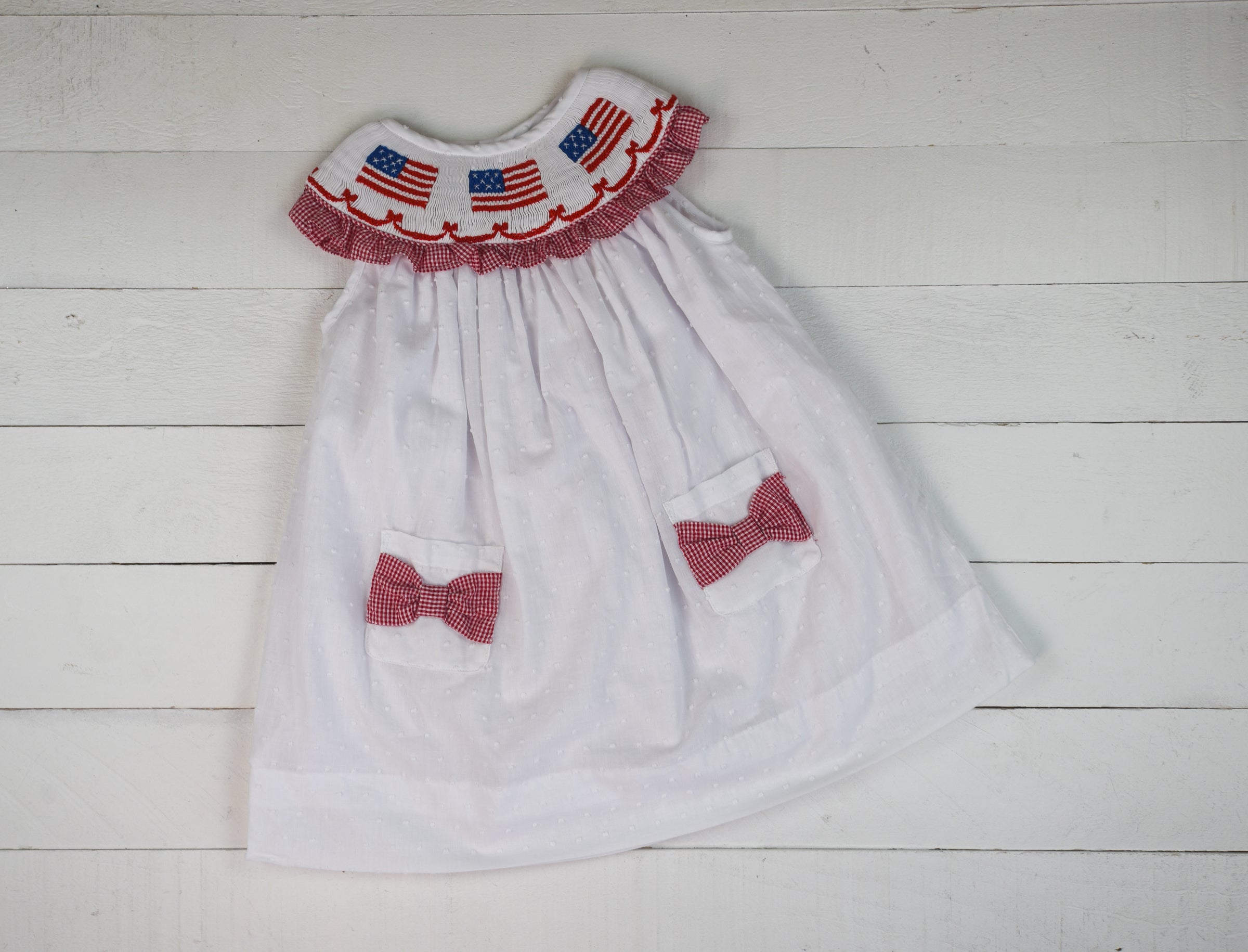 Smocked Flags Girls Dress