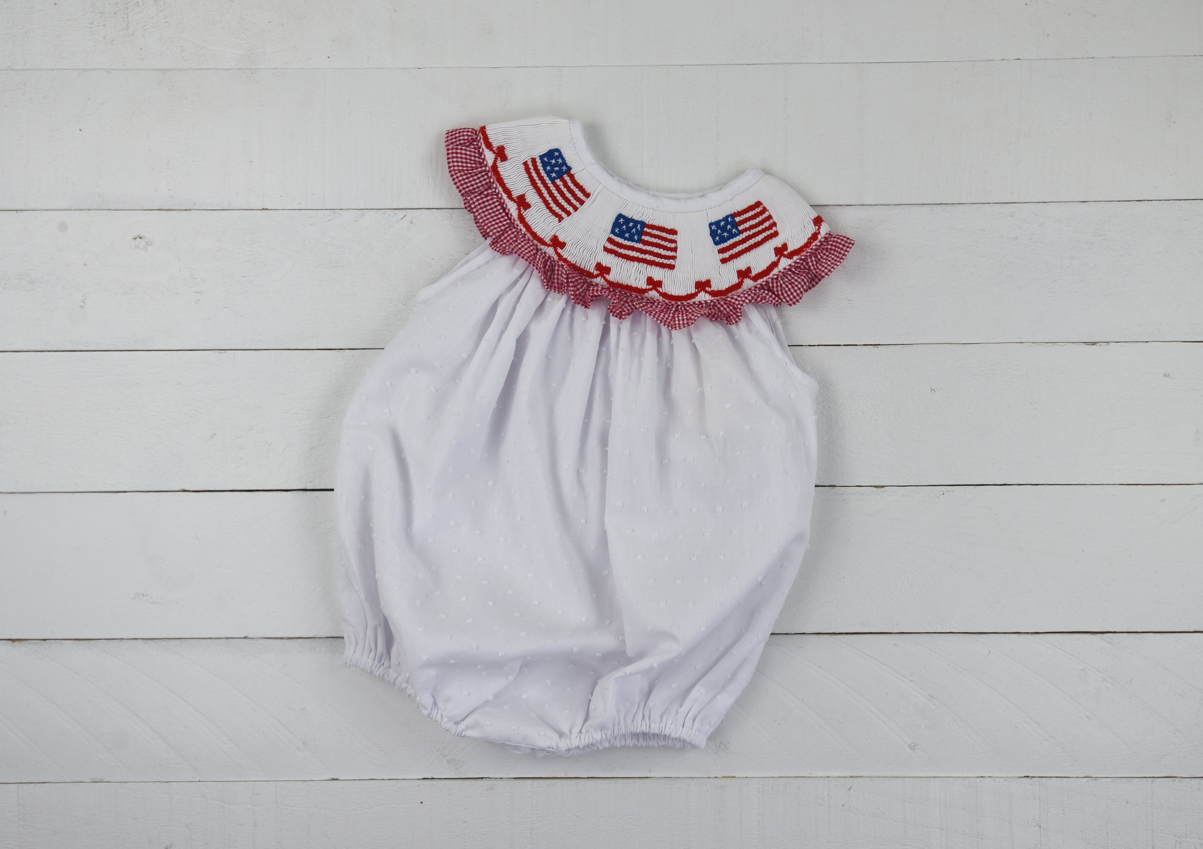 Smocked Flags Girls Bubble