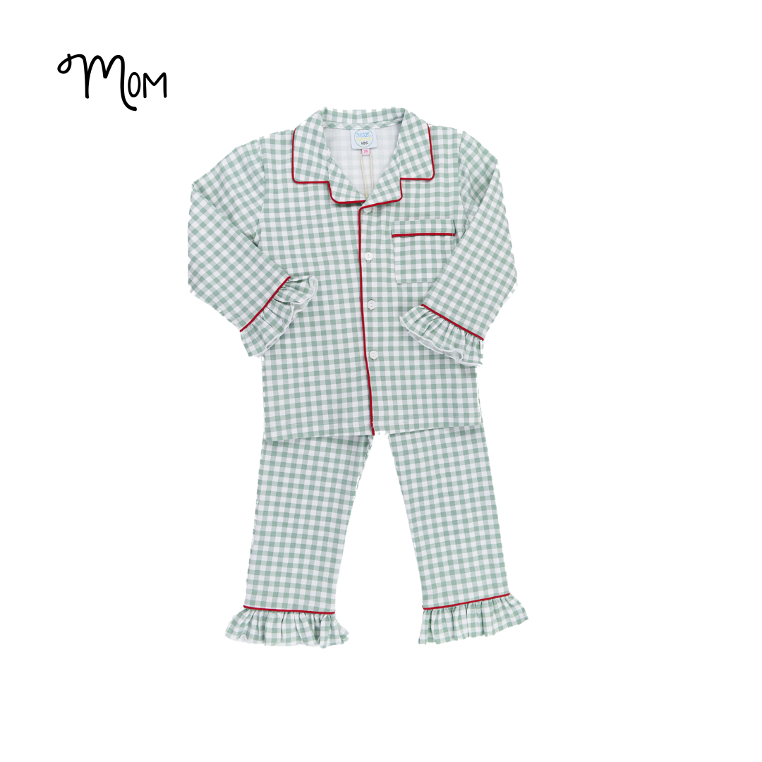 Green Check Mom Two Piece Set