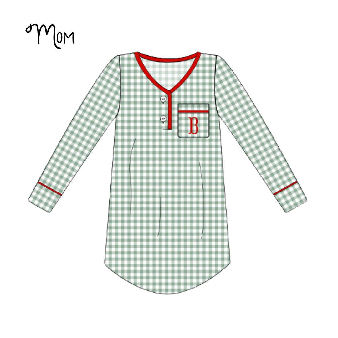 Green Check Mom Gown