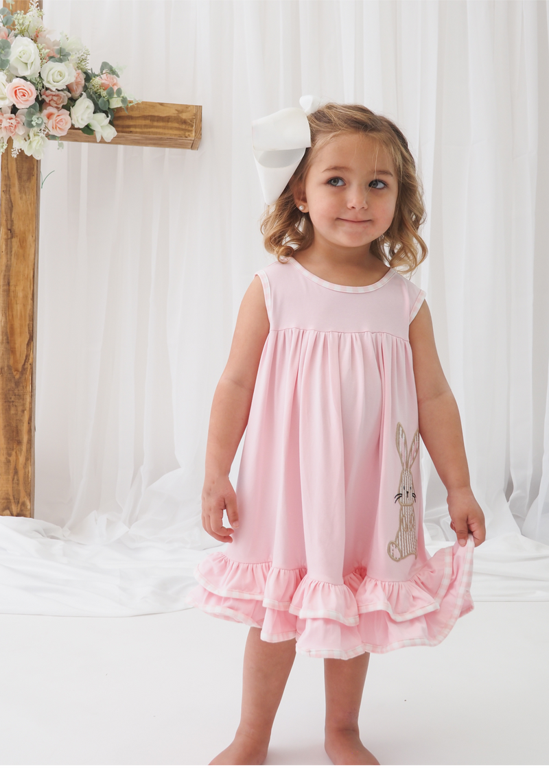 Girls Bunny Applique Dress