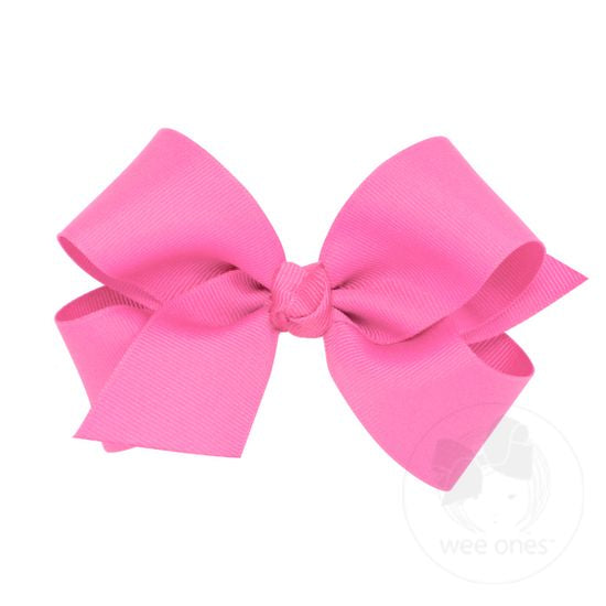 Medium Classic Grosgrain Girls Hair Bow-Hot Pink