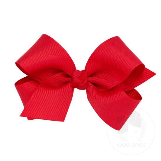 Medium Classic Grosgrain Girls Hair Bow-Red