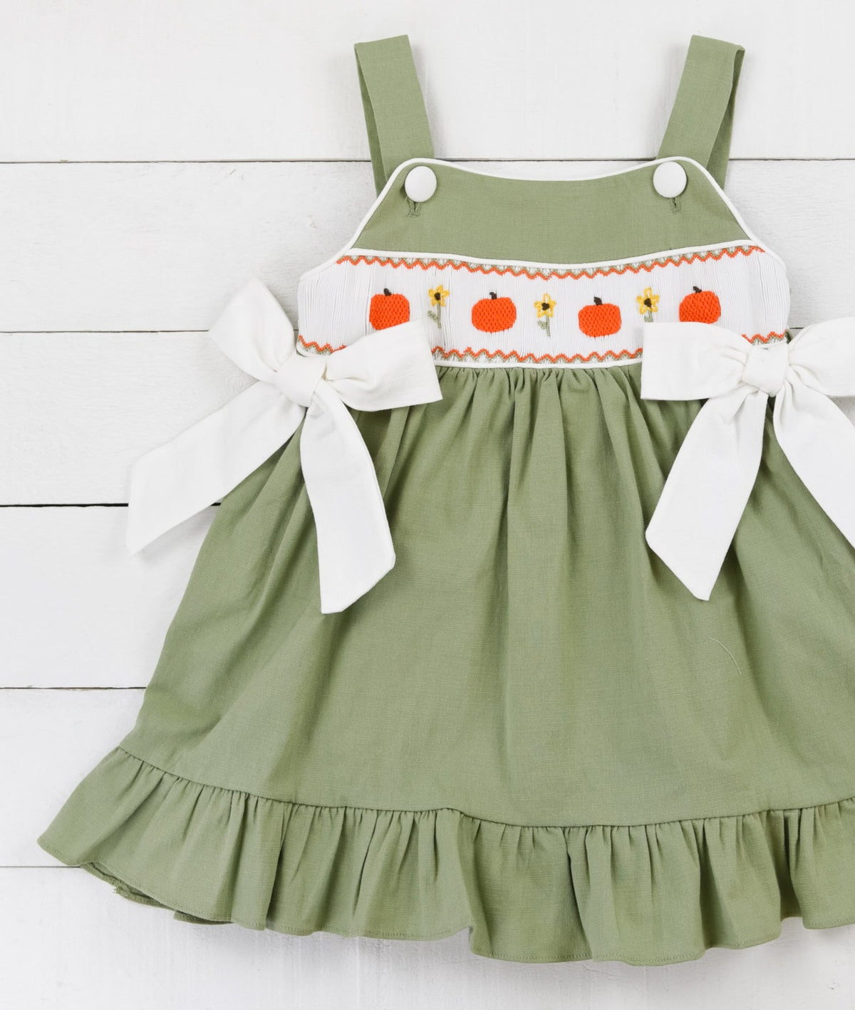 PO95: Girls Pumpkin & Poppy Smocked Dress