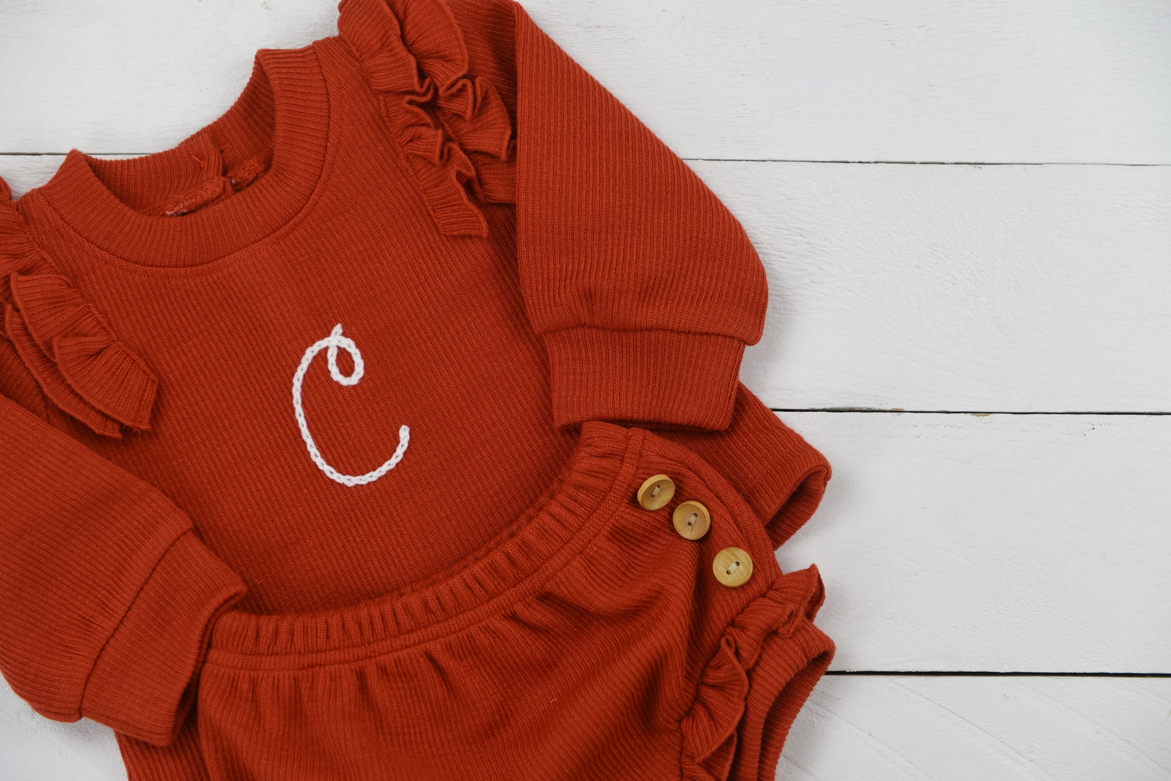 PO95: Girls Sweater Weather Cardigan Bloomer Set Rust