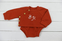 PO95: Boys Sweater Weather Cardigan Diaper Set Rust