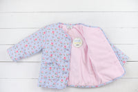 PO95: Girls Blue Floral Quilted Jacket