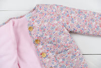 PO95: Girls Pink Floral Quilted Jacket