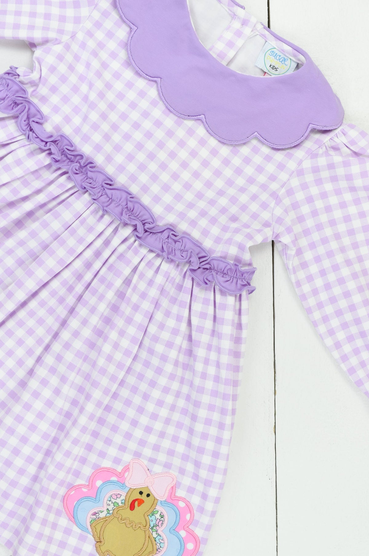 PO96: Girls Lavender Gingham Turkey Dress