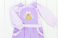 Girls Lavender Gingham Turkey Romper Set