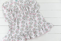 Santa Print Girl Gown