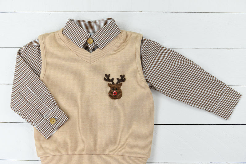 PO97: Red Nose Reindeer Button Down and Vest