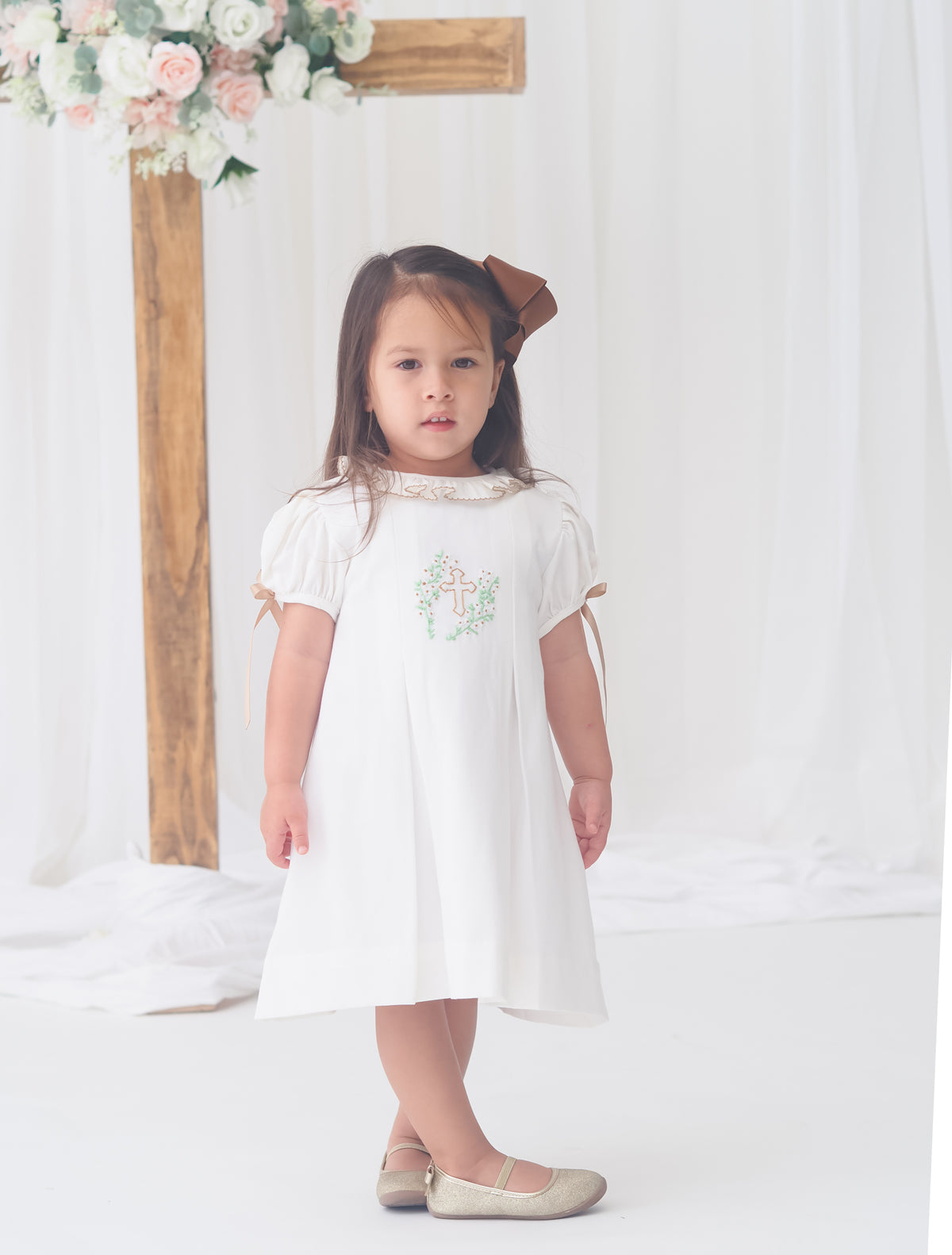 PO110: Linen Cross Girls Dress