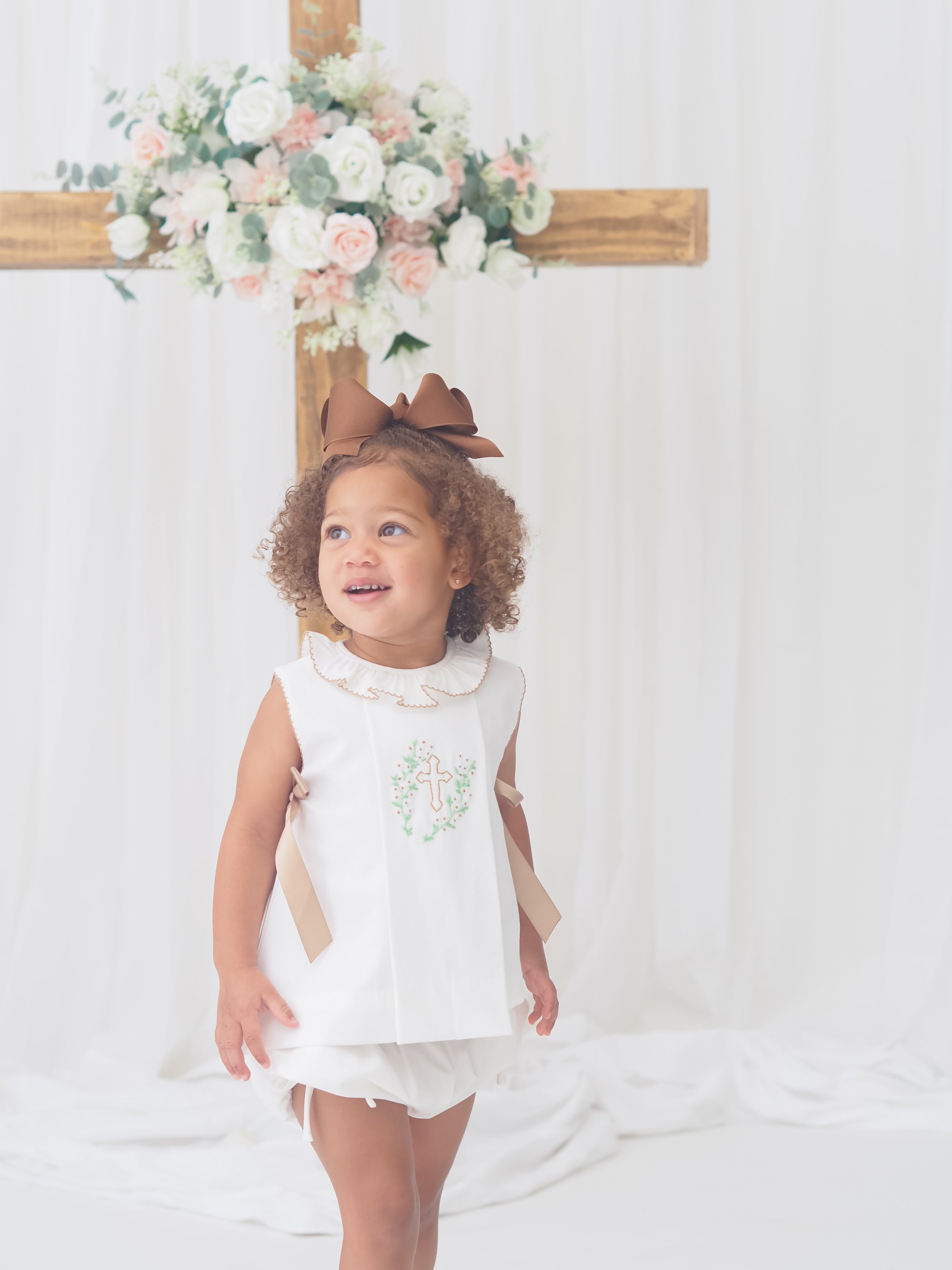 PO110: Linen Cross Girls Bloomer Set