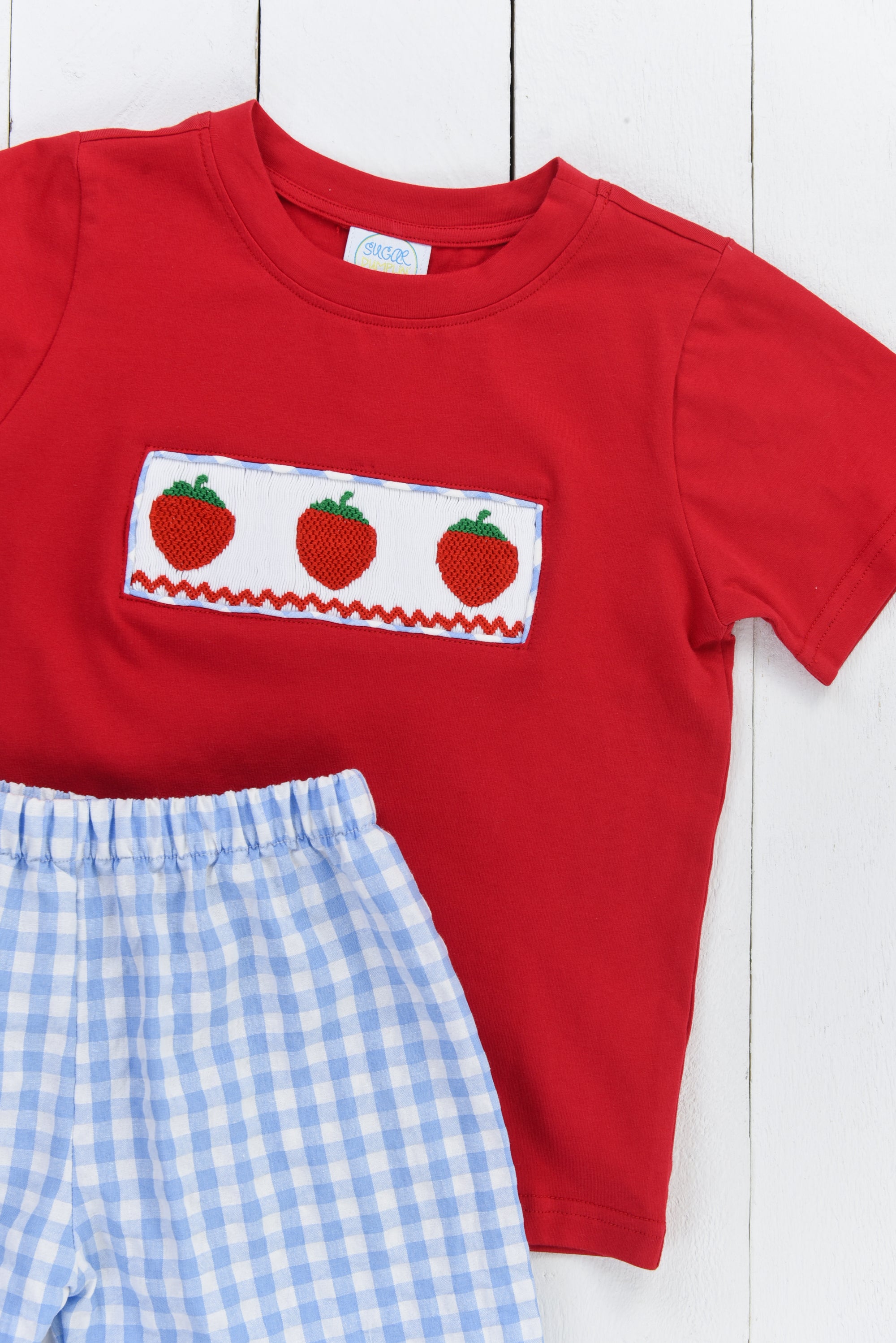 P0101: Sweet Strawberries Smocked Short Set