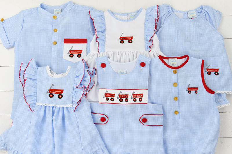 P0102: Little Red Wagon Girl Short Set