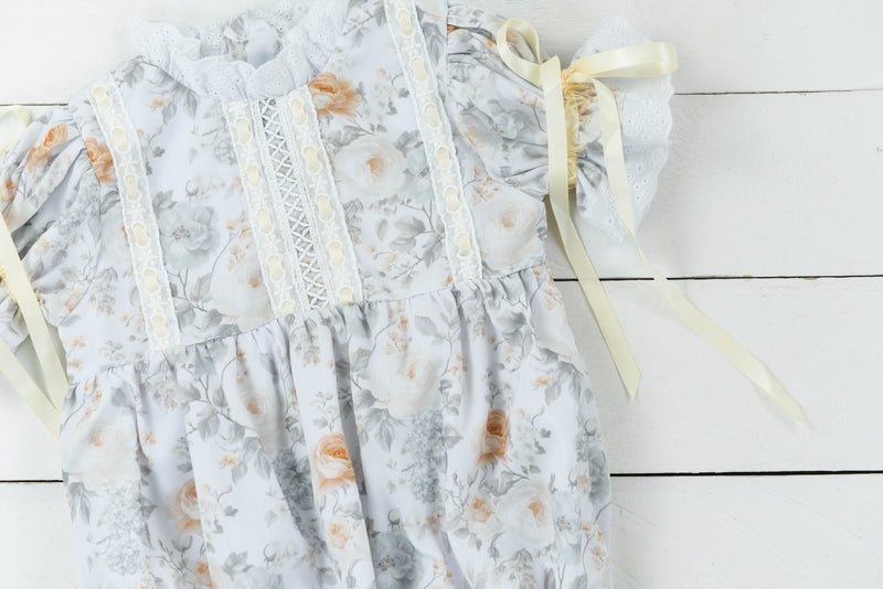 Olive and Ivory Blooms Girl Bubble