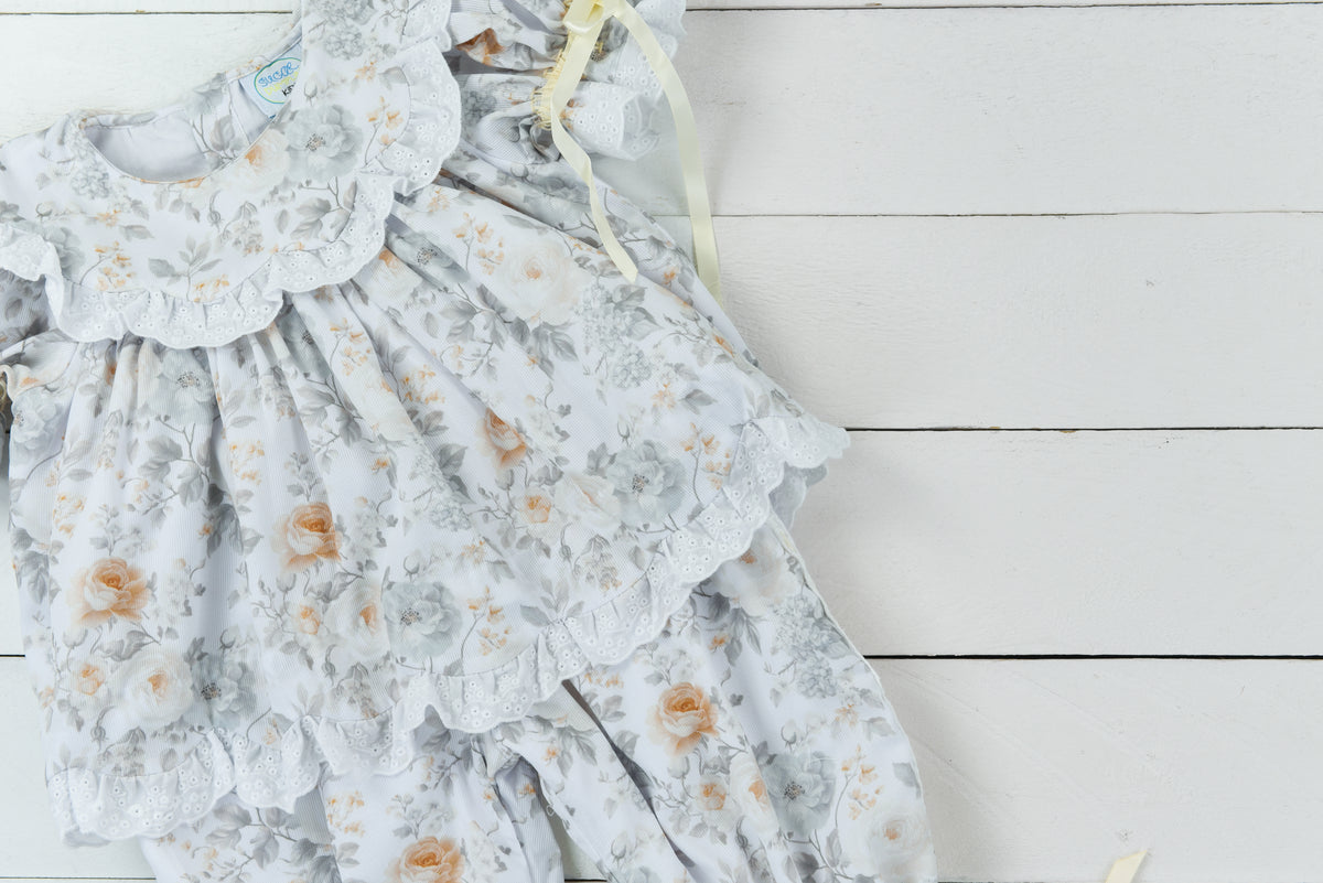 Olive and Ivory Blooms Girl Pants Set