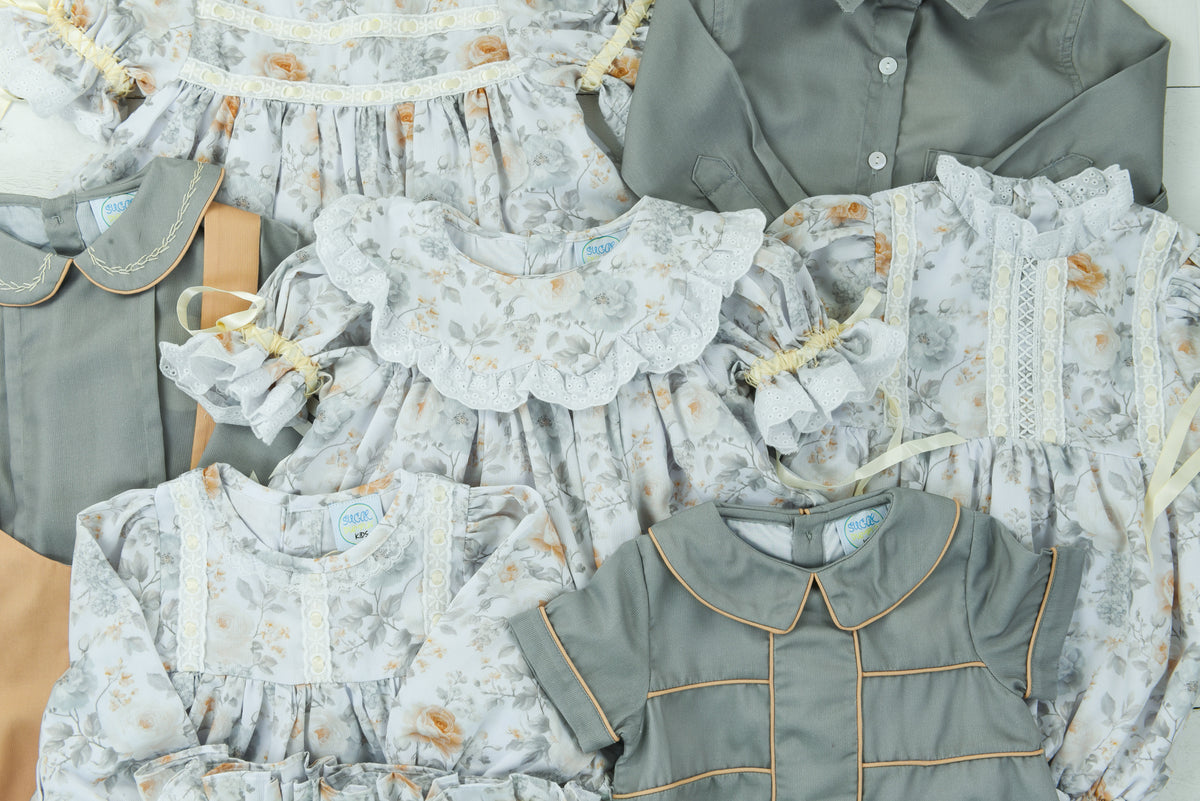 Olive and Ivory Blooms Jon Jon Set
