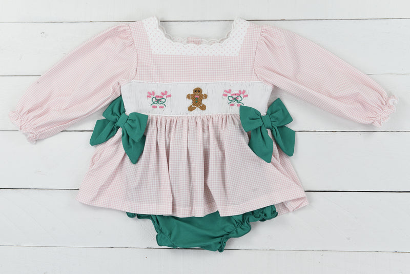 Gingerbread Smock Girl Bloomer Set
