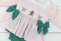 Gingerbread Smock Girl Bloomer Set
