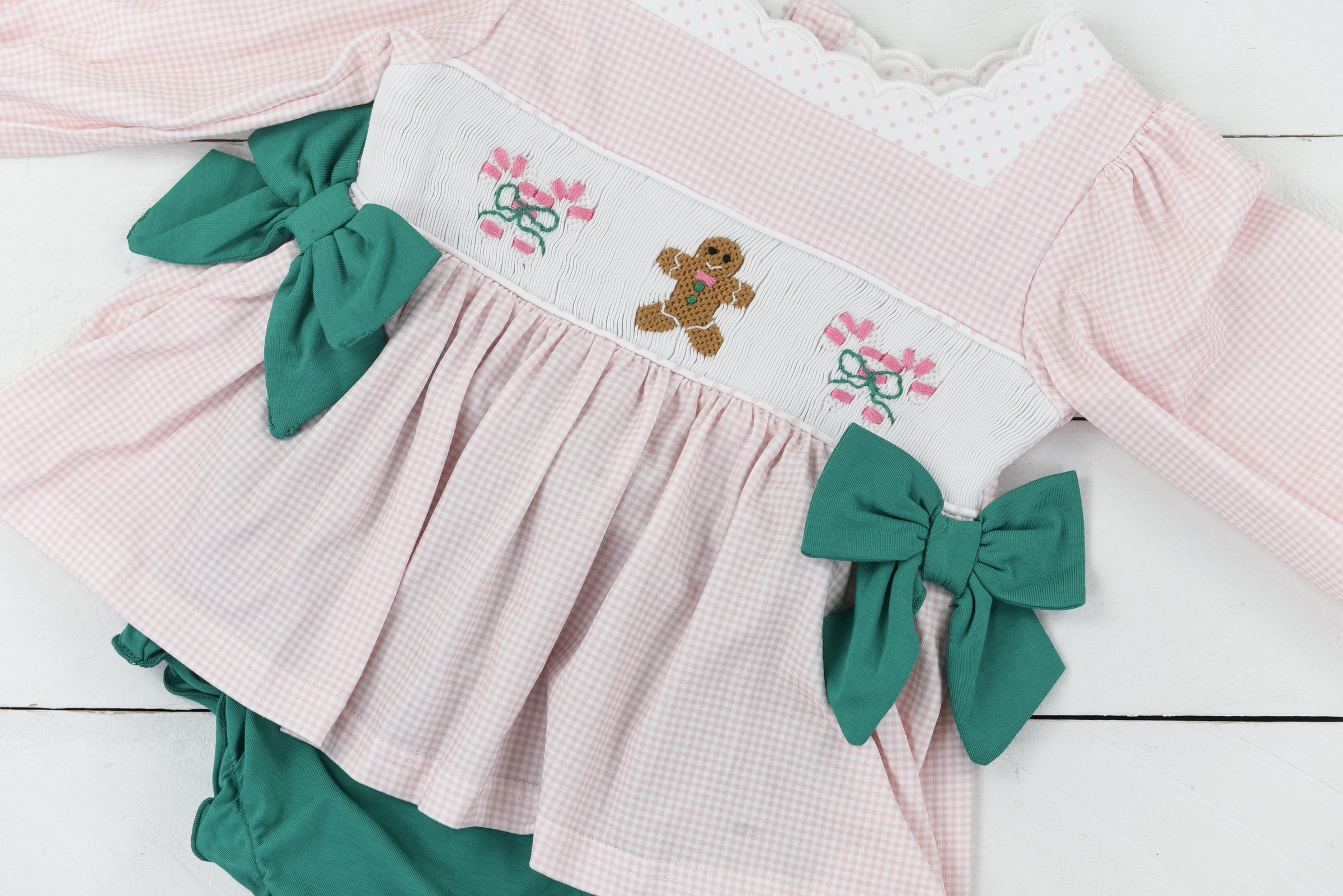 Gingerbread Smock Girl Bloomer Set