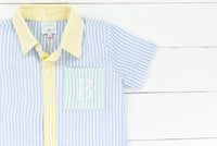 Spring Color Block Boys Button Down Shirt