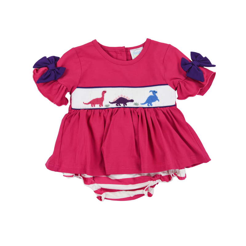 Smocked Dino Girls Bloomer Set