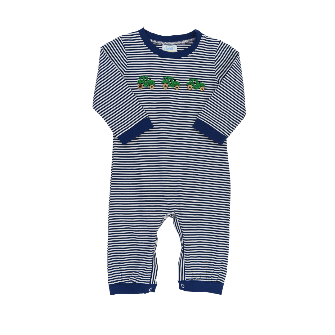 Little Green Tractor Boys Long Romper