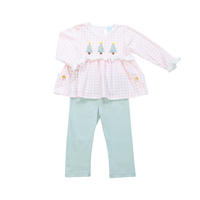 French Knot Tree Girls Pants Set