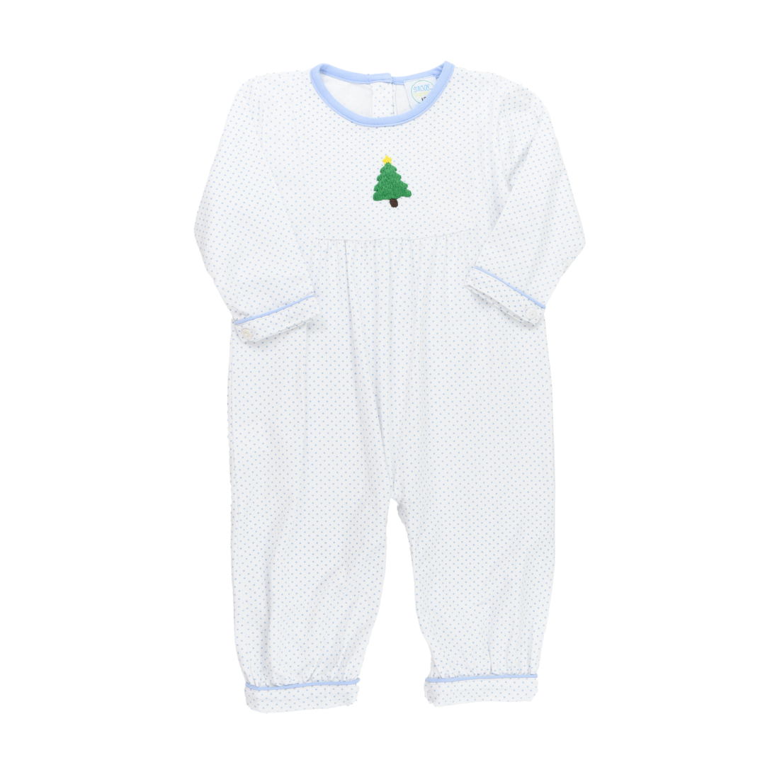 Bitty Dot Christmas Tree Boys Long Romper