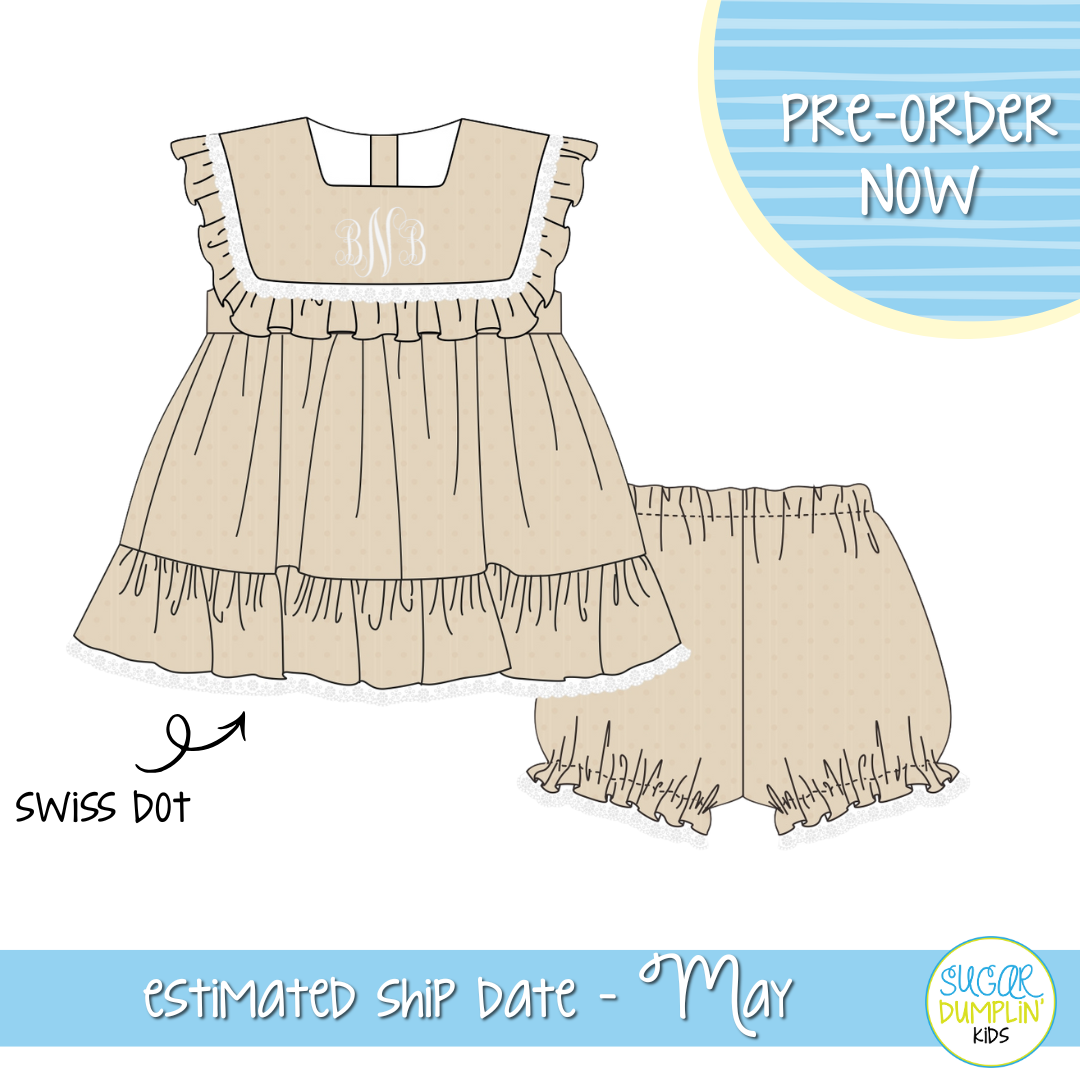 PO111: Swiss Dot Neutral Girls Bloomer Set
