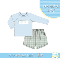 PO112: Name Smocked Swim Boys Rashguard Set