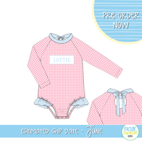 PO112: Name Smocked Swim Girls One Piece Swimsuit