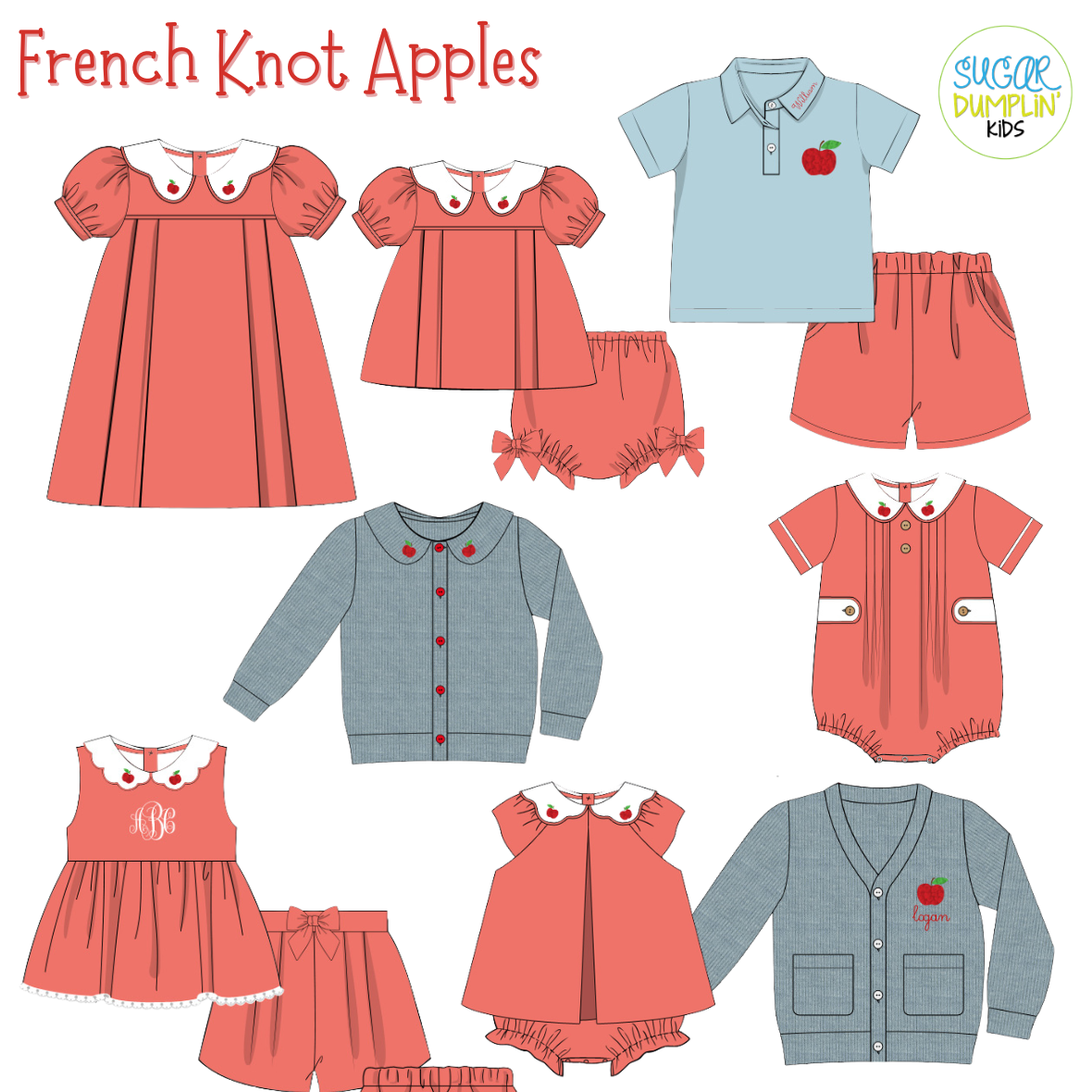 PO113: French Knot Apples Boys Bubble