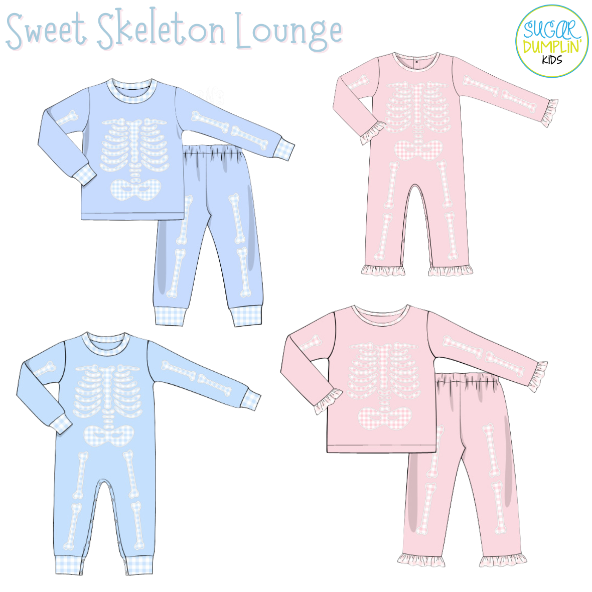 PO114: Sweet Skeleton Girls Lounge Set