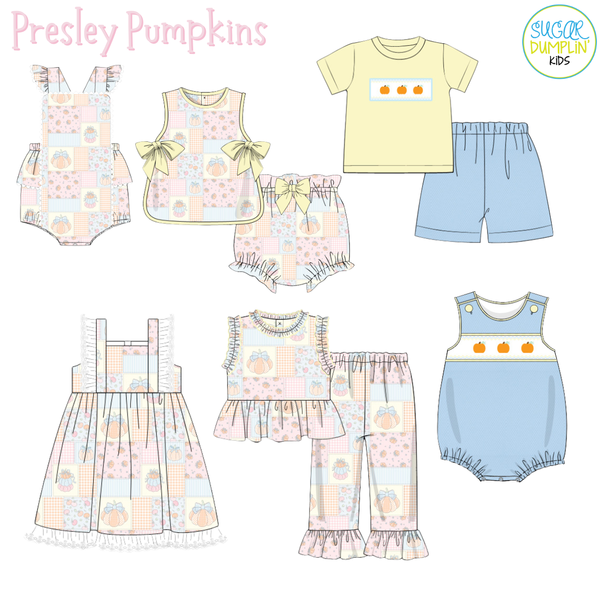 PO114: Presley Pumpkins Girls Pant Set