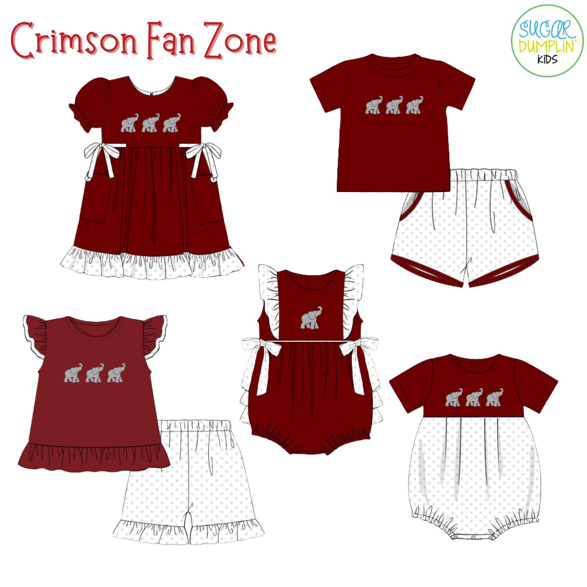 PO114: Crimson Fan Zone Girls Short Set