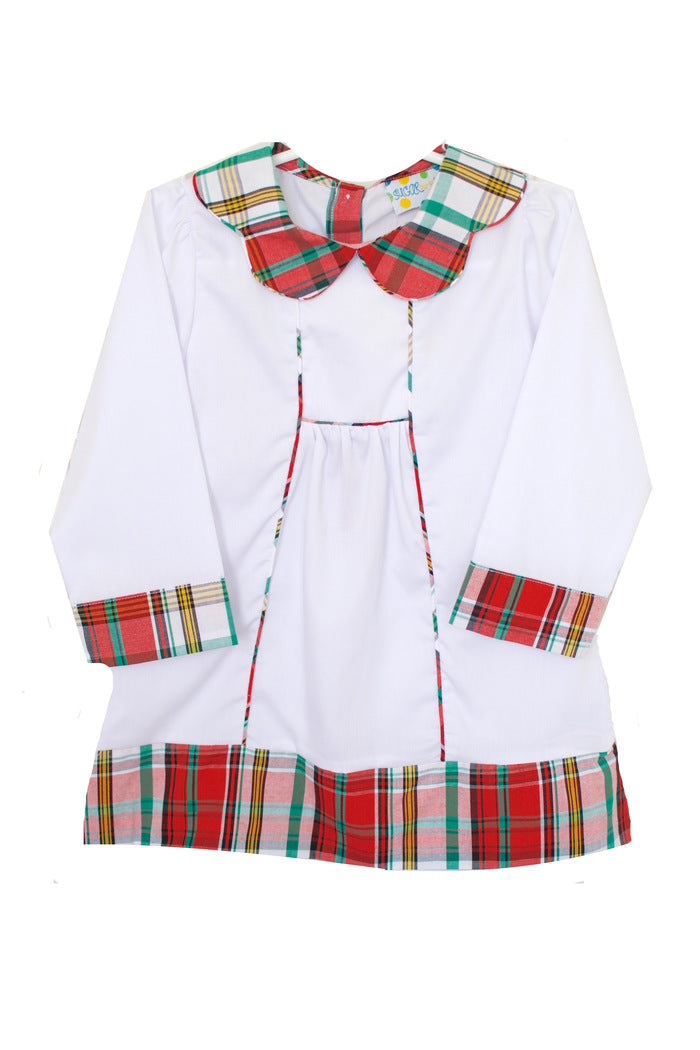 Girls White and Red Plaid Dress