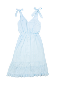 Mom Blue Linen Dress