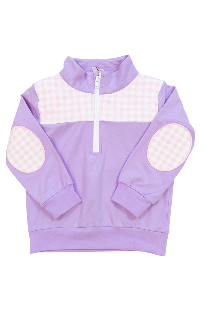 Girls Lavender/Pink Checked Pullover