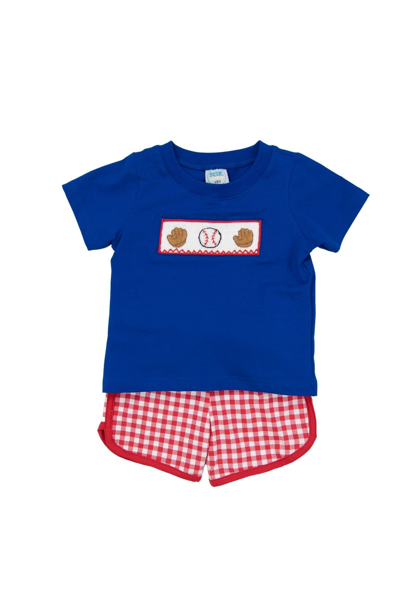Boys Smocked Home Run Shorts Set