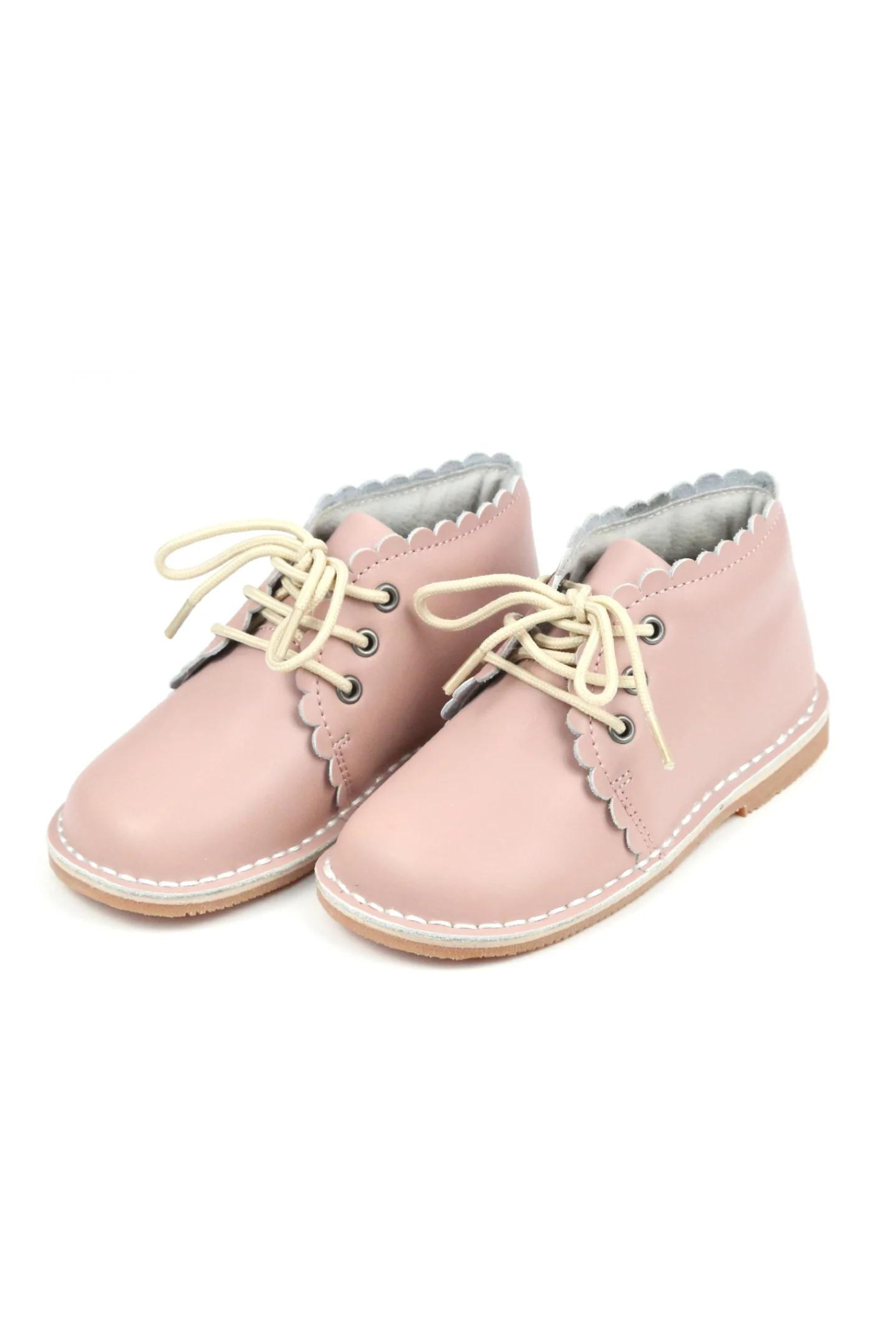 Georgie Scalloped Lace Up Boot-Dusty Pink