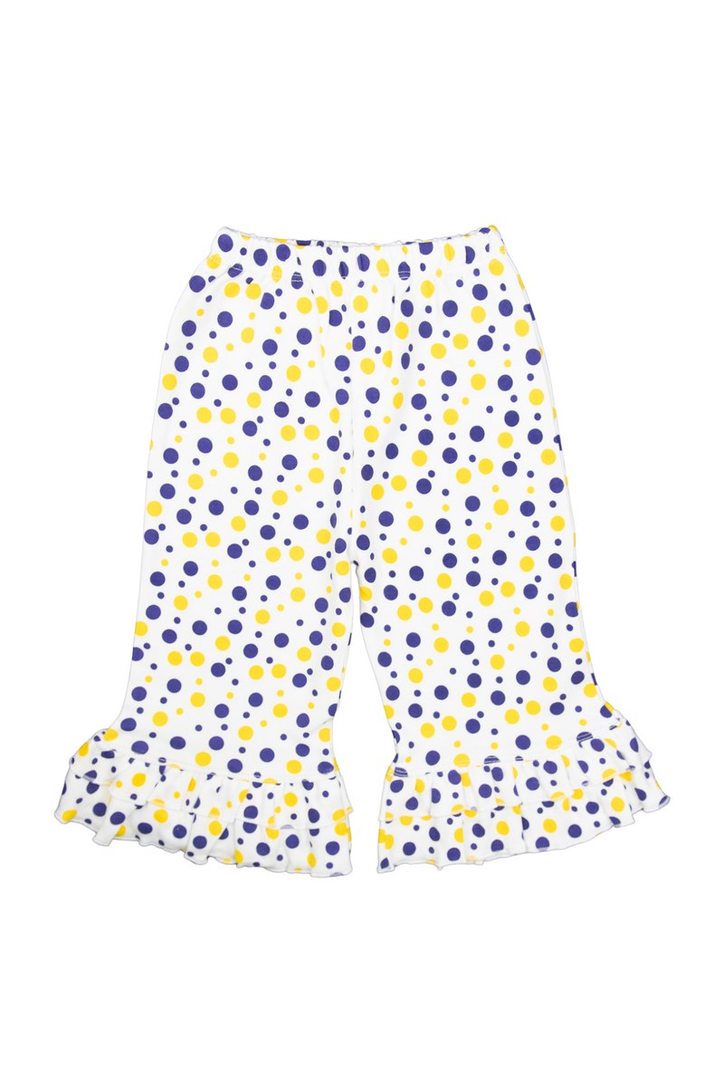 Girls Purple/Yellow Dot Ruffle Pants