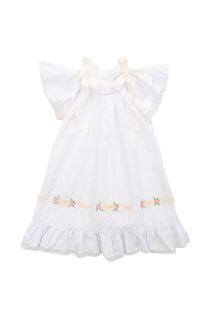 Girls Classic White Embroidered Heirloom Dress