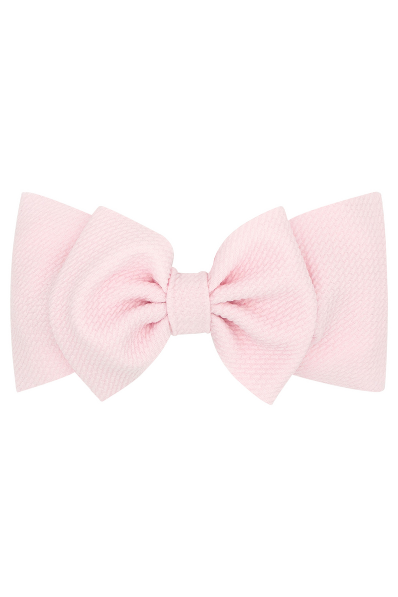 Soft Pink Rippled Large Bowtie on Matching Wide Band