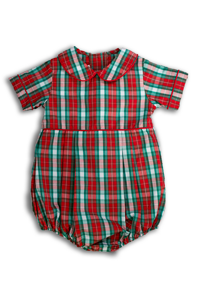 Boys Red and Green Plaid Bubble