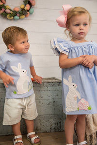 Boys Spring Bunny Applique Shorts Set