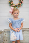Girls Spring Bunny Applique Dress