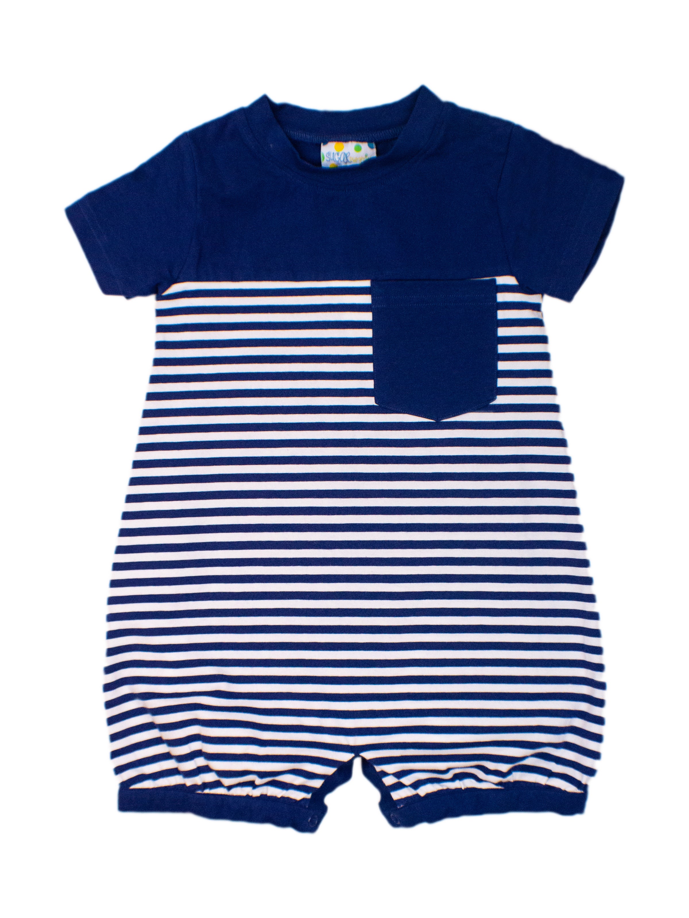 Boys Navy Striped Romper